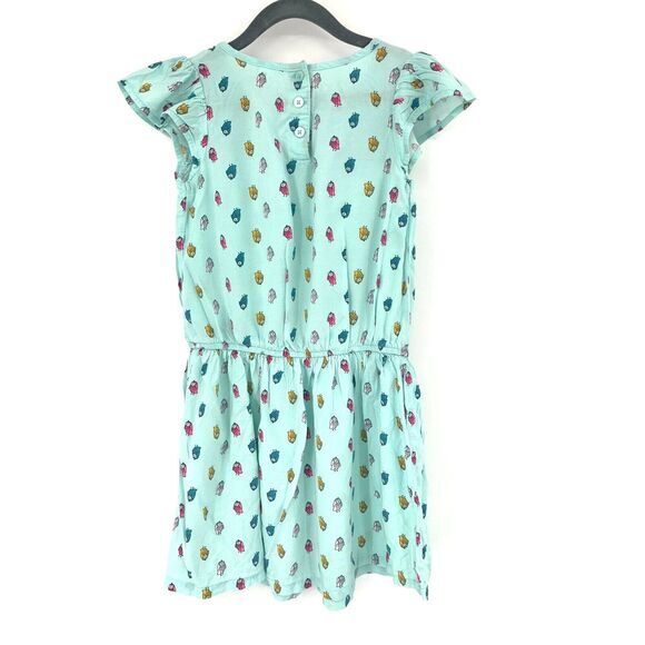 Cat & Jack Teal with Owls Elastic‎ Waist Cap Sleeve Girl's Dress Size S 6/6X - Picture 5 of 9